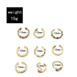 LittleB Boho Open Toe Ring Sets Summer Beach Flower Knuckle Toe Ring Set Wave Foot Jewelry for Women (9PCS) (gold)