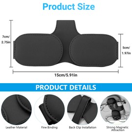Bocguy Brillenhalterung Auto, Doppelschichtiger Brillenhalter, Auto Sonnenbrillenhalter Clip, 2 Clips Magnetische Leder Brillenbügel, Sonnenbrillen Halterung für Auto Visier Zubehör, Schwarz