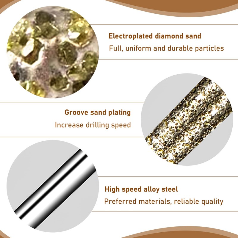 20Pcs 1mm Small Diamond Drill Bits for Glass Jewellery, Diamond