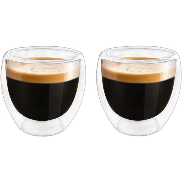 Branded Double Wall Espresso Cups (Set of 2), 3 Ounce