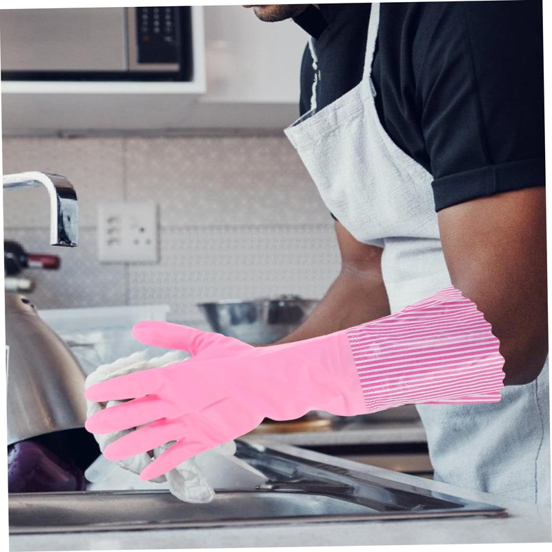 Baluue 3pairs Food Grade Gloves for Dishwashing Kitchen Cleaning Gloves