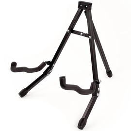 Crystals Guitar Stand Floor Black - A Frame Electric Guitar Stands Acoustic - Bass Guitar Stand Portable with Anti Slip Rubber Feet - Ideal for All Universal Electric Acoustic Bass Guitars