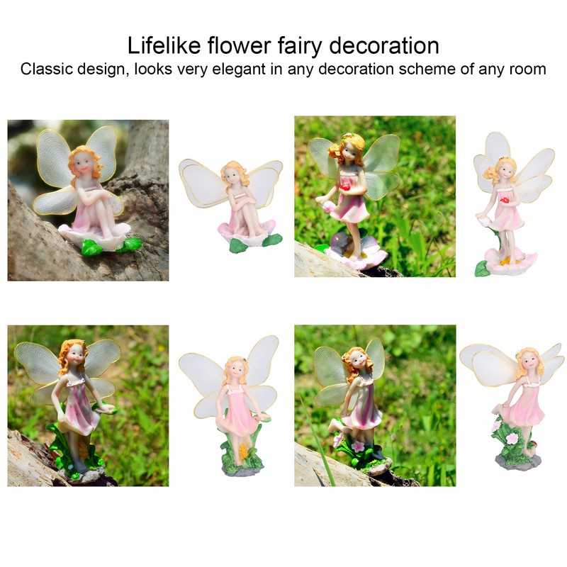 4Pcs Flower Fairies Figurines Statue Garden Home Ornament Resin Model