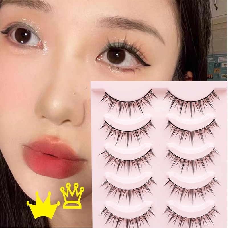 GRTUFOBA 5 Pairs False Eyelashes for Upper Eyelashes, Natural, Black