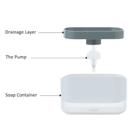 RUFCRIL Soap Pump Dispenser and Sponge Holder, 12 Ounces / 350ml Dish Soap Dispenser for Kitchen,White