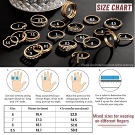 Hebterrka Gold Knuckle Rings Set for Women, Petite, Simple, Trendy, Cute Stackable Finger Rings, Pack, Stack and Layer on Thumbs and Knuckles, Mixed Size