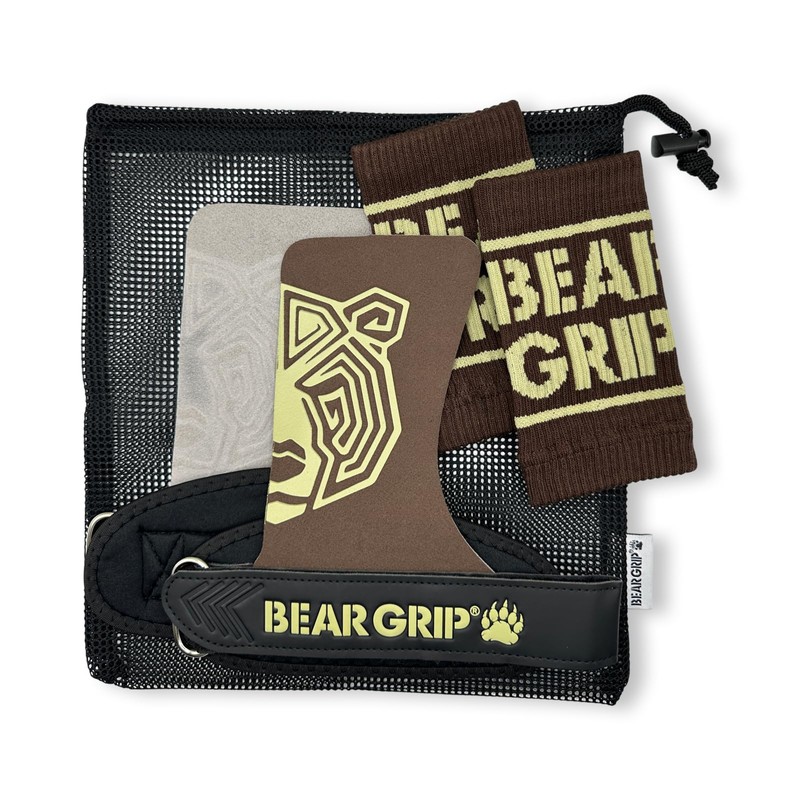 BEAR GRIP - Crossfit Grip (MicroFibre BrownGrey No-Hole, S)
