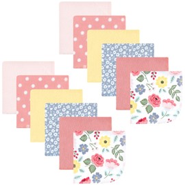 Hudson Baby Unisex Baby Flannel Cotton Washcloths, Modern Botanical 12 Pack, One Size