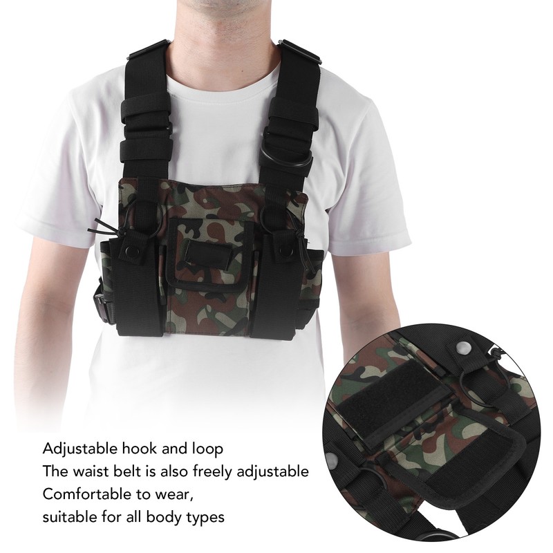Radio Chest Harness 2 Pockets Oxford Cloth Adjustable Vest Rig