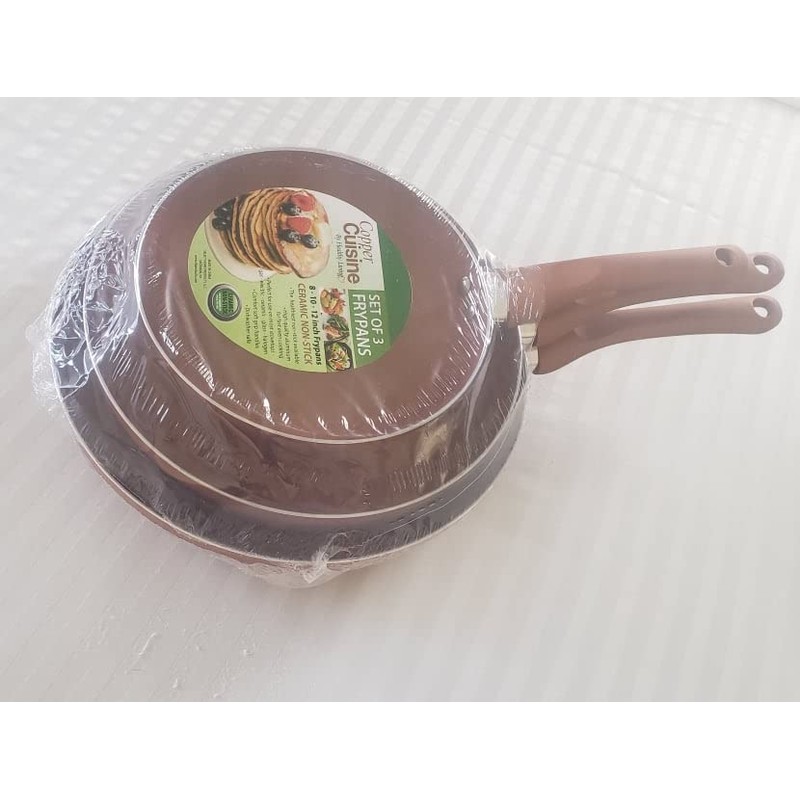 Copper Cuisine by Healthy Living Skillets. 3-piece nonstick cookware set