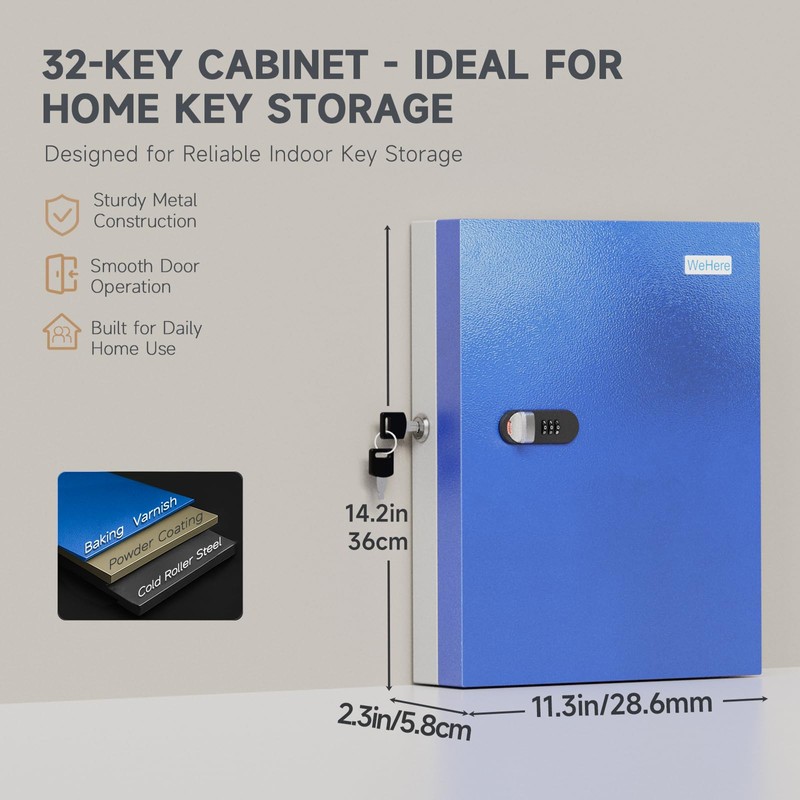 DiDiHere 32 Key Lock Box, Wall Mounted Key Management Cabinet