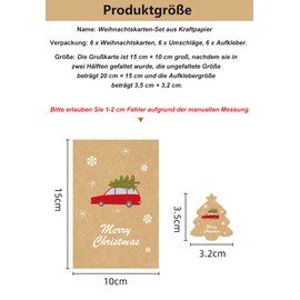 Set of 6 Christmas Cards with Envelopes, Mini Christmas Cards, Blank Folding Cards, Christmas Cards, Postcards, Comes with 6 Designs Merry Christmas (15 cm x 10 cm)