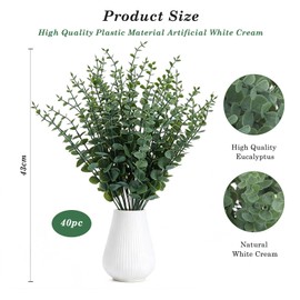 40 Pcs Decorative Artificial Eucalyptus Stems 43cm