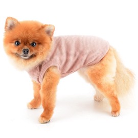SMALLLEE_LUCKY_STORE Cute Bear Waffle Knit Tank Top Puppy T-shirt for Small Dogs Cats Boy Girl Stretchy Tee Shirt Vest Yorkie Chihuahua Pet Summer Clothes,Pink,XL