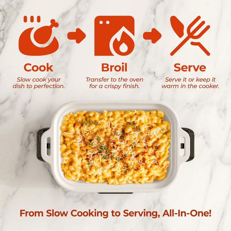 Magnifique 4 Quart Casserole Digital Slow Cooker, Premium Ceramic Bakeware