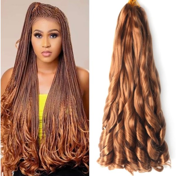 RUACH French Curl Braiding Hair Extensions 24inches 600g (4packs of