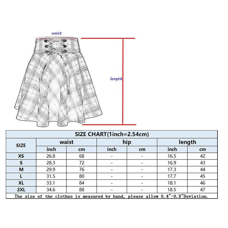 TONCHENGSD Women's Gothic Punk Plaid Pleated High Waisted Short A-line