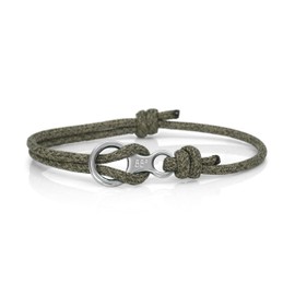 Figure 8 Climbing Bracelet - Made from Stainless Steel and Durable Rope - Handmade in the UK - Adjustable Rope Bracelet for Men - Waterproof Climber Bracelet - (Forest Green & Silver)