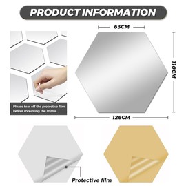 KIOVINO 24 Piezas Espejo Acrílico Desmontable Etiqueta de Pared Etiqueta Decoración del Hogar (Dorado)