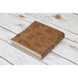Soothi Wanderlust Handmade Antique Leather Journal for Travel or Diary, Unlined, Tan, 7''x7''