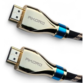 AKORD 1m - v2.1 HDMI CABLE (2.1 version 48GBps 8K) 24k 120Hz CERTIFIED HDR eARC Hi-Speed Premium 30AWG HDMI to HDMI Cable Lead