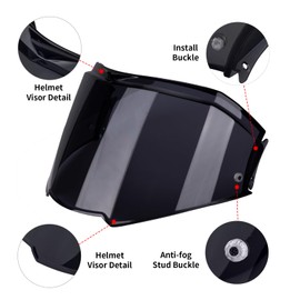 MXJ Gear Valiant II Visor Face Shield Replacement For Valiant II Flip Up Motorcycle Helmet Accessories (Black)