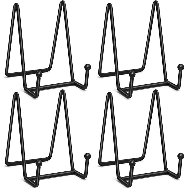 Ouskr 4 Pcs 4-1/4 Inch Plate Stands for Display, Metal