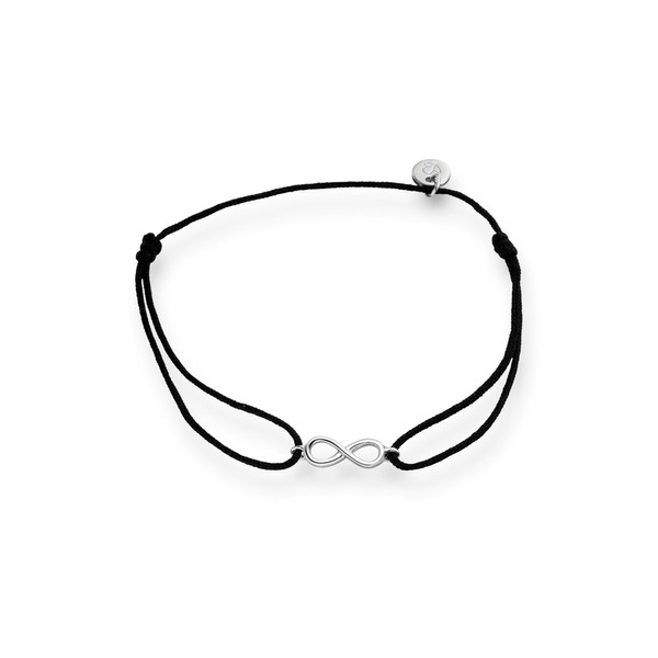 Glanzstücke München Women's Textile Bracelet Black Infinity Sterling Silver 15-22