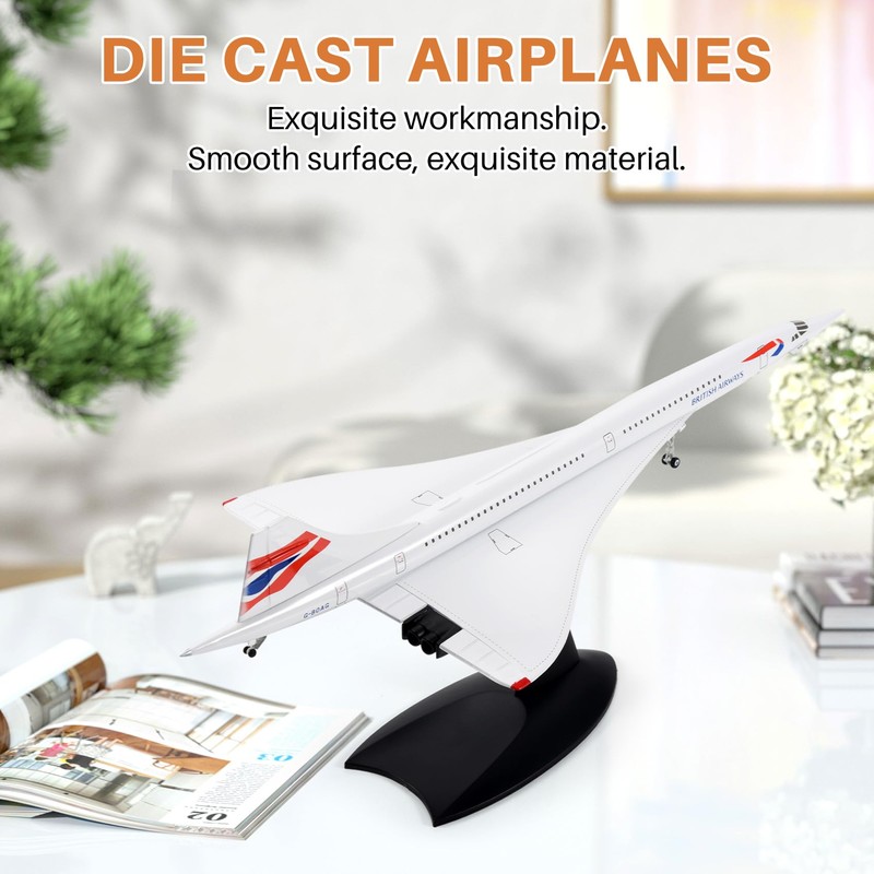 Dasing Model Aeroplane with Stand Concorde Supersonic Passenger Toy Aeroplane
