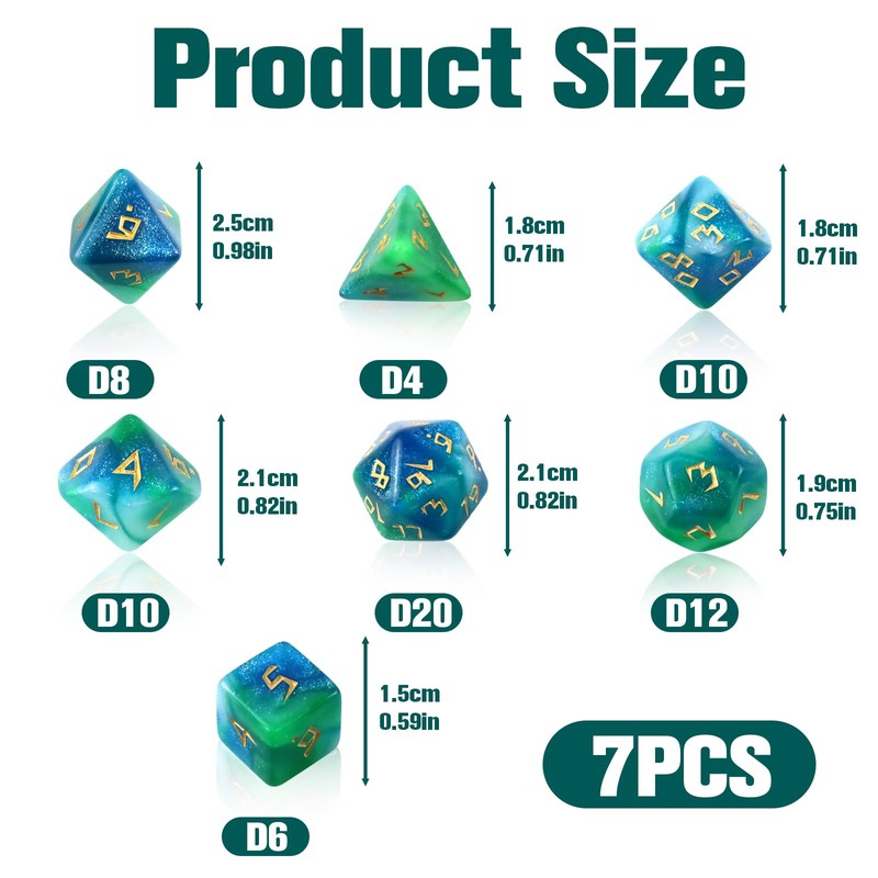 Set di 7 dadi poliedrici per Dungeons and Dragons, MTG,