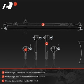 A-Premium Set of 5, Inner Tie Rod End & Outer Tie Rod End & Steering Center Link, Compatible with Toyota Pickup 1984-1995, RWD Only, Replace # ES2376 ES2374
