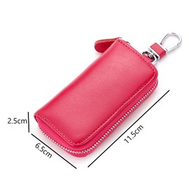 QIUPFGUT Leather Key Case for Men and Women, Leather Key Case, Wallet, Small Key Case, Universal Car Key Ring, pink