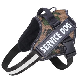 Belababy Service Dog Harness Small Medium Large, Adjustable Emotional Support Dog in Training Harness with Sturdy Handle, Reflective Therapy Puppy Vest, S, Green Camouflage