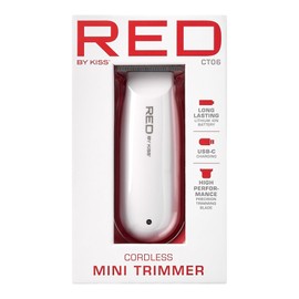 Red by Kiss Hair Clipper, Mini Cordless Hair Trimmer, Long Lasting Hair Cutting Kit, USB-C Rechargeable Haircut Beard Trimming Clippers for Men Women Kids, Portable Grooming Kit