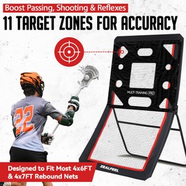 ZEALFEEL Lacrosse Rebounder Target Net 4×4FT, Lacrosse Bounce Back Pass Cover, Volleyball/Baseball Rebounde Target Net for 4×6FT & 4×7FT Rebounders