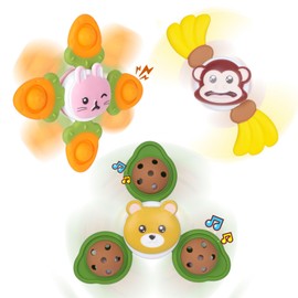 3PCS Animal Suction Cup Toys for Babies 6-12 Months - Sensory Bath Toys for Toddlers 1-3 Years, Floating Baby Toys for Bathtub & Pool, Fidget Toys for 1 Year Old Boy Girl Gifts (3-PCS)
