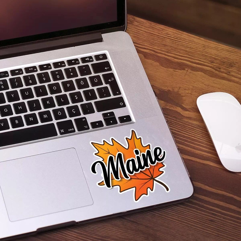 RetroPlanet Maine Autumn Leaf Die Cut Vinyl Sticker