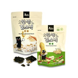 [2Packs / BIG PAKAGE]Seaweed Crunch Snack 2 Flavors 5.64oz (160 gram), Crispy And Nutty Seaweed Snack Bars! A Delicious Everyday Treat, Korean-Made Vegan Seaweed Snacks For Everyone.