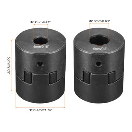 sourcing map Flexible Coupling Shaft 12 mm to 16 mm Motor Clutch Joint 53 mm x 44.5 mm