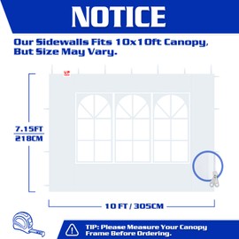 FANPAT 2Pcs Instant Canopy Tent Sidewalls for 10x10 Pop-Up Canopy, Garden Gazebo, 210D Oxford Fabric Waterproof, Black(Tent NOT Included)
