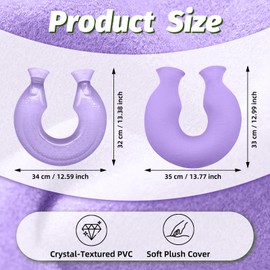 Reusable U-Shaped Hot Water Bottle with Soft Plush Cover – Dual Nozzle Neck Heat Pack for Women Men, Relieves Tension and Fatigue, Ideal for Winter, Bedtime, and Office Use (Purple)