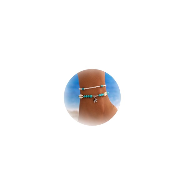 LANWLOSI 3 Pcs Shell Anklets Bracelets for Women Summer Sea