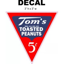 Tom's 5 Cents Toasted Peanuts Decal - Great for Dioramas, Gumball Machine & More
