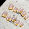 French Tip Press On Nails - 24PCS Yellow-edge Pink Fake