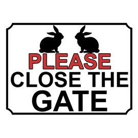 Shawprint PLEASE CLOSE THE GATE METAL SIGN RABBIT THEME 200MM X 150MM (110H1)