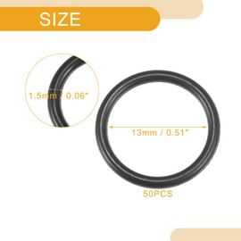 Partuto 50 Pcs 13mm ID x 1.5mm CS Universal Car O Ring Seal Gasket - Car - Faucet Repair Trucks Suvs Trailer Tube Sealing Waterproof - NBR Rubber Black