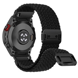 RanBluu QuickFit 22 mm Nylon Bracelet for Garmin fēnix 8 47 mm/fēnix E/Fenix 7/Fenix 7 Pro/Fenix 6, Braided Replacement Strap, Elastic Bracelets with Magnetic Clasp for Garmin Epix 2, Black