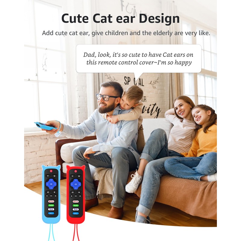 2Pack ONEBOM Cover for Roku Remote with Cat Ears Design,