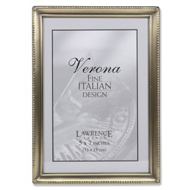 Lawrence Frames Antique Brass 5x7 Picture Frame - Bead Border Design