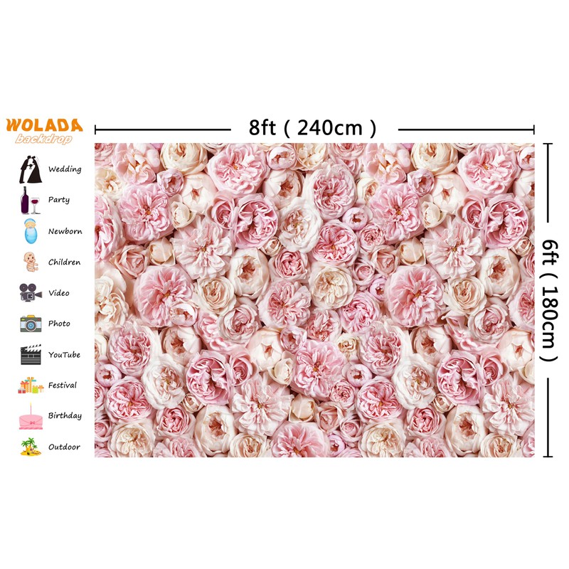 WOLADA Spring Pink Flower Wall Backdrop Mother's Day Photography Background